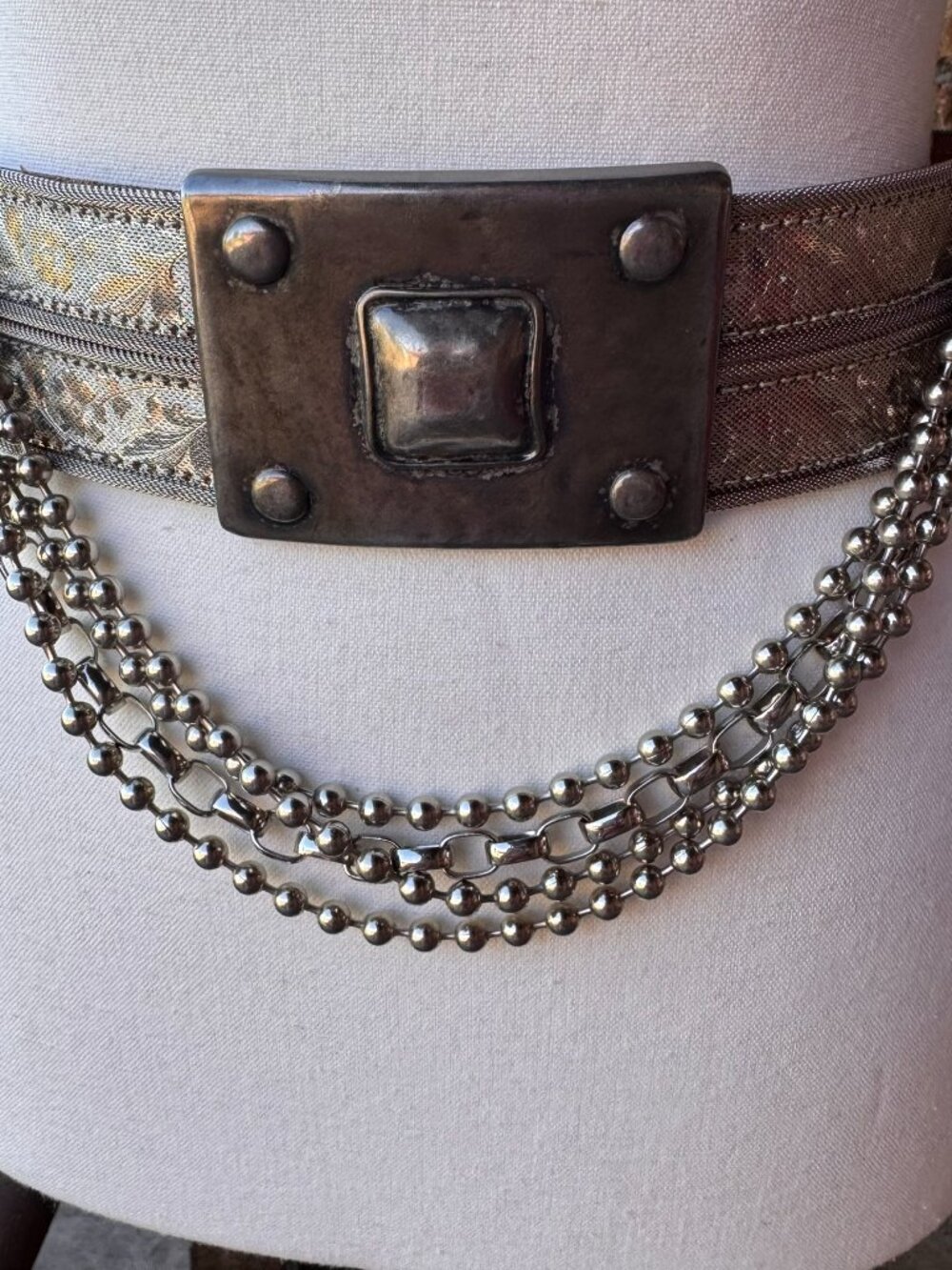 Streets Ahead Vintage Silver Chunky Belt with medallions and beading